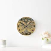 Antique World Map Distressed #2 Runde Wanduhr (Zuhause)