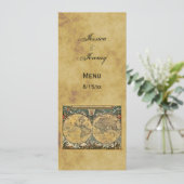 Antique World Map Distressed #3 Menu Cards Menükarte (Stehend Vorderseite)