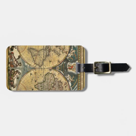 Antique World Map erschüttert #2 Gepäckanhänger (Vorderseite horizontal)