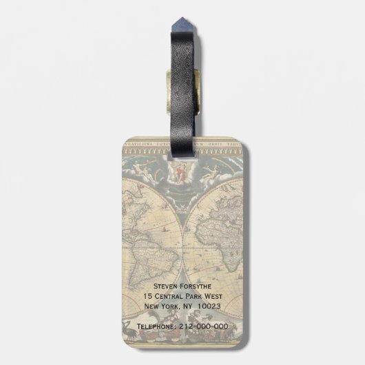 Antique World Map erschüttert #2 Gepäckanhänger (Rückseite vertikal)