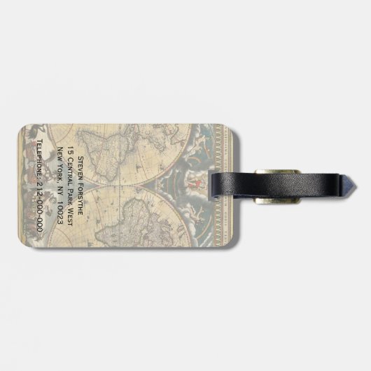 Antique World Map erschüttert #2 Gepäckanhänger (Rückseite horizontal)