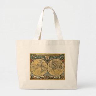 Antique World Map erschüttert #2 Jumbo Stoffbeutel