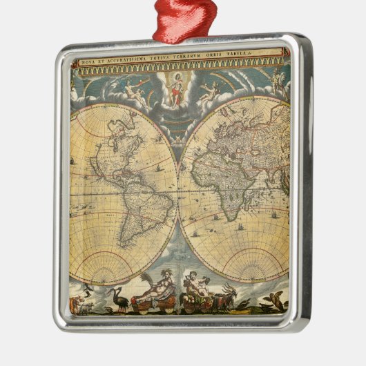 Antique World Map erschüttert #2 Ornament Aus Metall (Links)