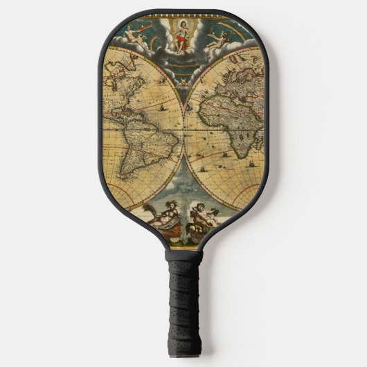 Antique World Map erschüttert #2 Pickleball Schläger (Vorderseite)