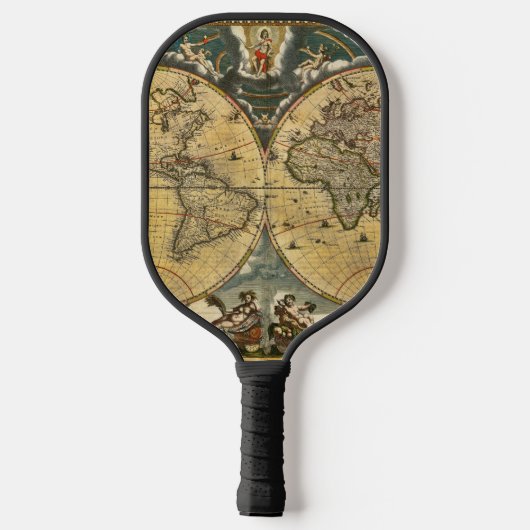 Antique World Map erschüttert #2 Pickleball Schläger (Rückseite)