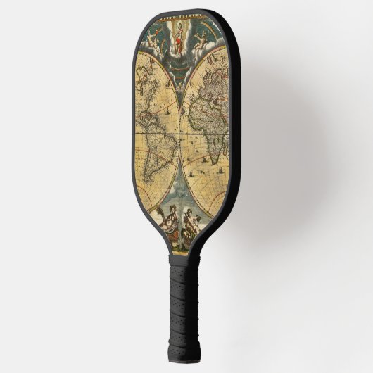 Antique World Map erschüttert #2 Pickleball Schläger (Links)