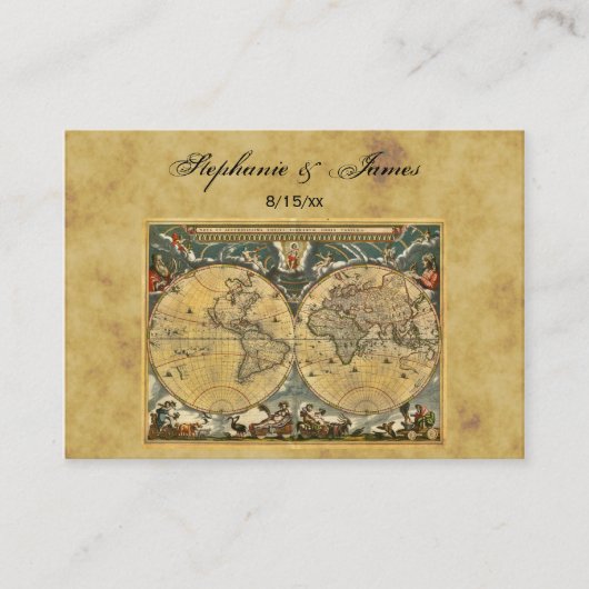 Antique World Map erschüttert #2 Platzkarten (Vorderseite)