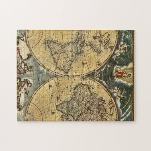 Antique World Map erschüttert #2 Puzzle (Horizontal)