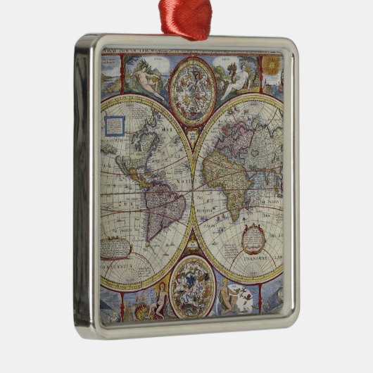 Antique World Map erschüttert #3 Silbernes Ornament (Rechts)