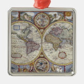 Antique World Map erschüttert #3 Silbernes Ornament (Vorne)