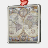 Antique World Map erschüttert #3 Silbernes Ornament (Links)