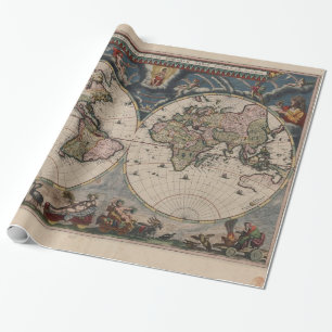 Antique World Map: Historische Kartographie Kunst Geschenkpapier