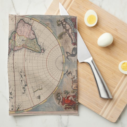 Antique World Map: Historische Kartographie Kunst Geschirrtuch (Viertel Falte)