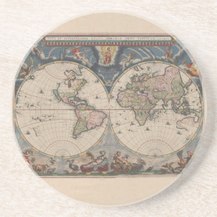 Antique World Map: Historische Kartographie Kunst Getränkeuntersetzer