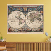 Antique World Map: Historische Kartographie Kunst Leinwanddruck (Insitu (Wohnzimmer))
