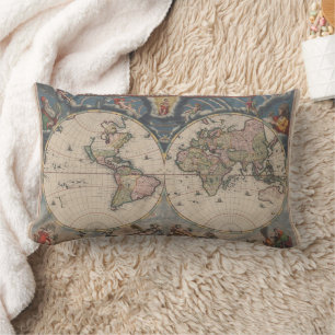 Antique World Map: Historische Kartographie Kunst Lendenkissen