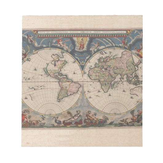 Antique World Map: Historische Kartographie Kunst Notizblock (Vorderseite)