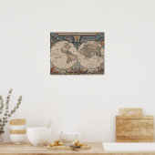 Antique World Map: Historische Kartographie Kunst Poster (Küche)