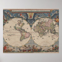 Antique World Map: Historische Kartographie Kunst