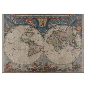 Antique World Map: Historische Kartographie Kunst Schneidebrett