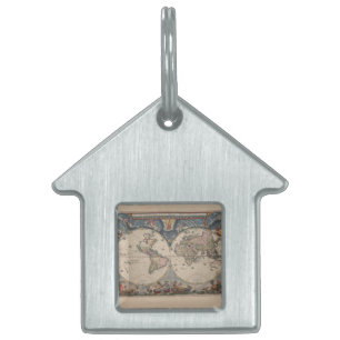 Antique World Map: Historische Kartographie Kunst Tiermarke