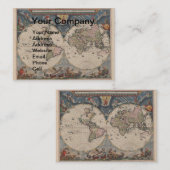 Antique World Map: Historische Kartographie Kunst Visitenkarte (Vorne/Hinten)