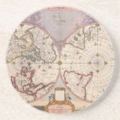 Antique World Map Lithograph Elegante Untersetzer (Vorne)