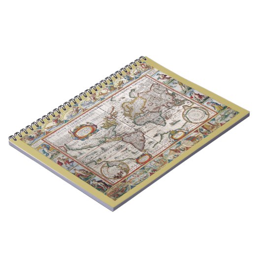 Antique World Map Notebook Notizblock (Linke Seite)