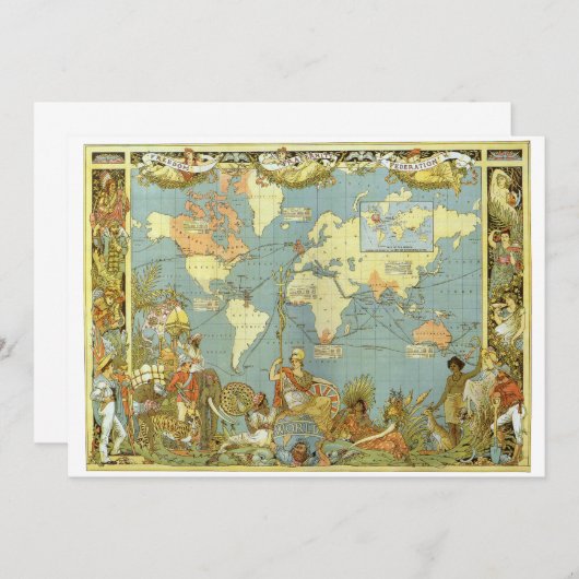 Antique World Map of the British Empire, 1886 (Vorne/Hinten)