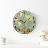 Antique World Map of the British Empire, 1886 Große Wanduhr (Zuhause)