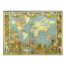 Antique World Map of the British Empire, 1886
