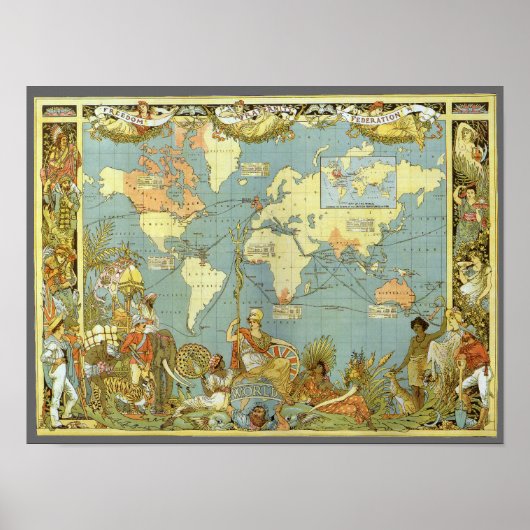 Antique World Map of the British Empire, 1886 Poster (Vorne)