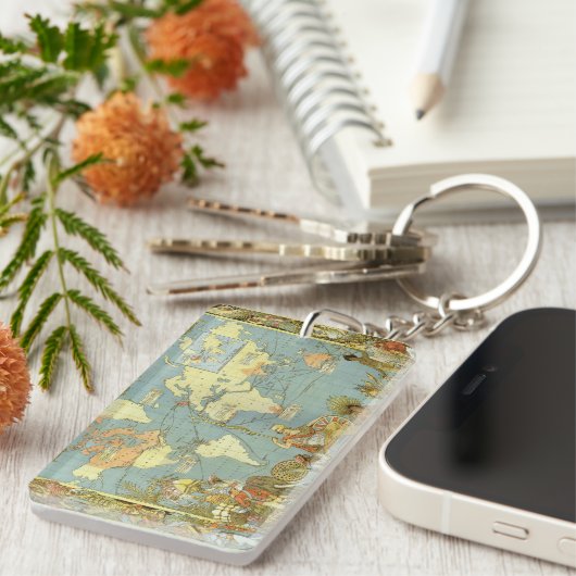 Antique World Map of the British Empire, 1886 Schlüsselanhänger (Vorderseite rechts)