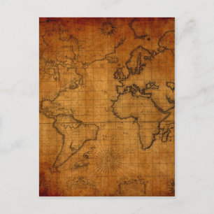 Antique World Map Postkarte