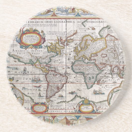 Antique World Map Untersetzer (Vorne)