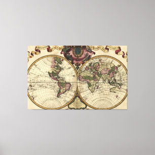Antique World Map von Guillaume de L'Isle, 1720 Leinwanddruck