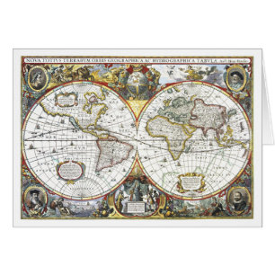 Antique World Map von Hendrik Hondius, 1630