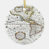 Antique World Map von Hendrik Hondius, 1630 Keramikornament (Vorne)