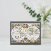 Antique World Map von Hendrik Hondius, 1630 Postkarte (Stehend Vorderseite)