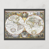 Antique World Map von Hendrik Hondius, 1630 Postkarte (Vorderseite)