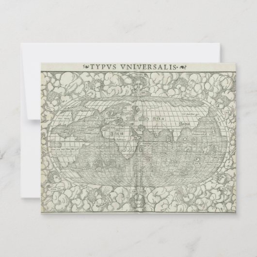 Antique World Map von Sebastian Münster ca. 1560 Einladung (Vorderseite)