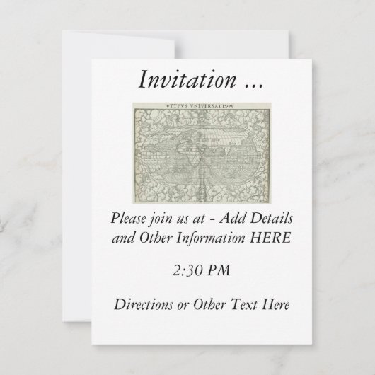 Antique World Map von Sebastian Münster ca. 1560 Einladung (Rückseite)