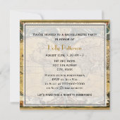 Antique World Map, White BG SQ Bachelorette Einladung (Rückseite)
