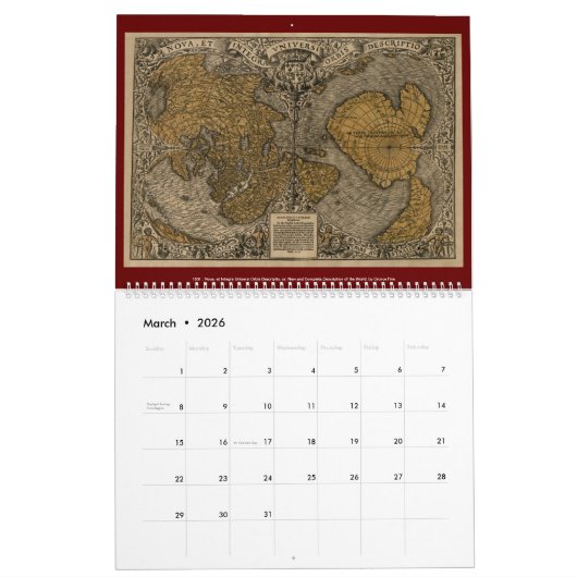 Antique World Maps - 16. bis 18. Jahrhundert Kalender (Mär 2026)