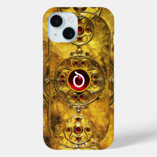 ANTIQUE ZELLTISCHE WARRIERSCHIRM RUBY GEM MONOGRAM iPhone 15 HÜLLE