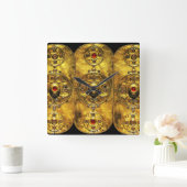 ANTIQUE ZELLTISCHES GARNELFELD MIT RUBY GEMSTONS QUADRATISCHE WANDUHR (Zuhause)