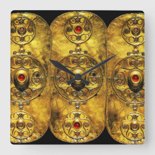 ANTIQUE ZELLTISCHES GARNELFELD MIT RUBY GEMSTONS QUADRATISCHE WANDUHR