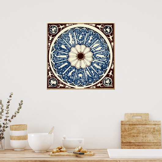 Antique Zodiac Mandala Poster (Küche)