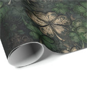 Antiqued Clover Damask Texture St. Patrick's Day Geschenkpapier (Rolleneckpunkt)