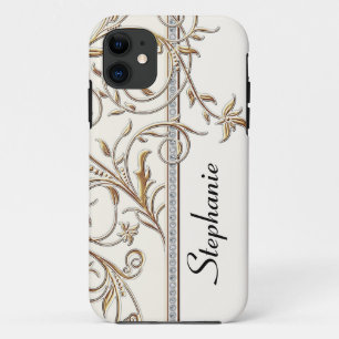Antiqued Goldgoldenes Strudel-Imitat-Juwel Case-Mate iPhone Hülle